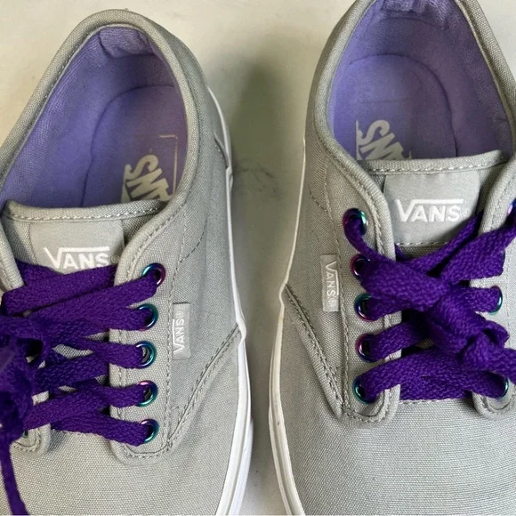 Vans AUTHENTIC Mens Womens Grey Purple Low Top Skateboard Shoes Sz 8 like new - Picture 4 of 12